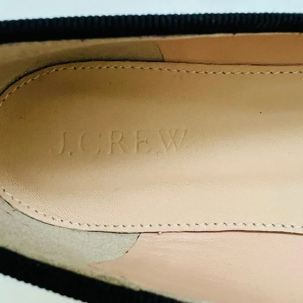J. CREW Franklin Crackled Gold Leather Ballet Flats WIth Black Trim - US 6.5